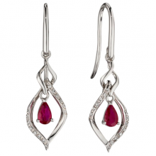 WHITE GOLD RUBY DIAMOND EARRINGS
